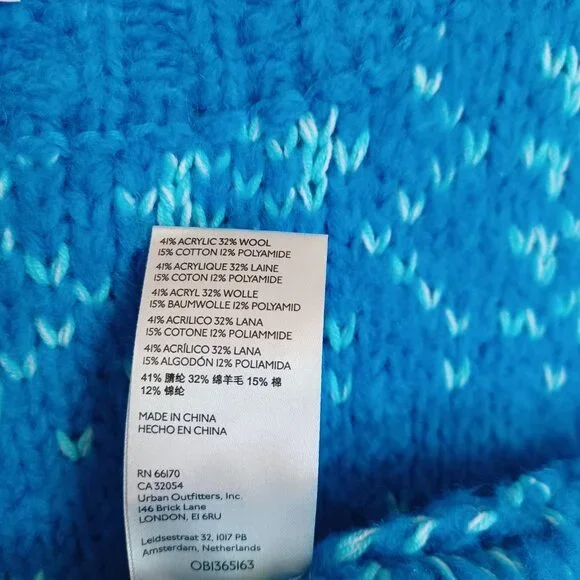 Free People Chunky Knit Sweater Blue Green Stripe Pullover Womens Medium - Picture 9 of 11